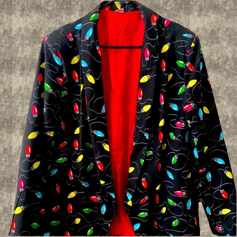 Christmas Lights Holiday Light Up Woman’s Black/Multi-Color Blazer Holiday Time